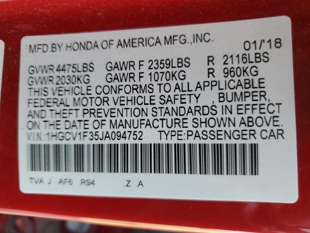 1HGCV1F35JA094752 Honda Accord Sport
