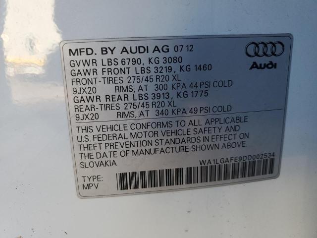 Auction sale of the 2013 Audi Q7 Premium Plus , vin: WA1LGAFE9DD002534, lot number: 179974643