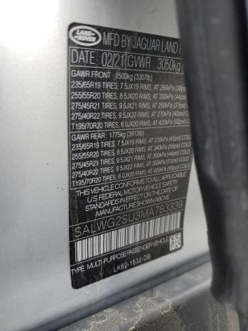 SALWG2SU3MA783339 Land Rover Range Rover Sport Se
