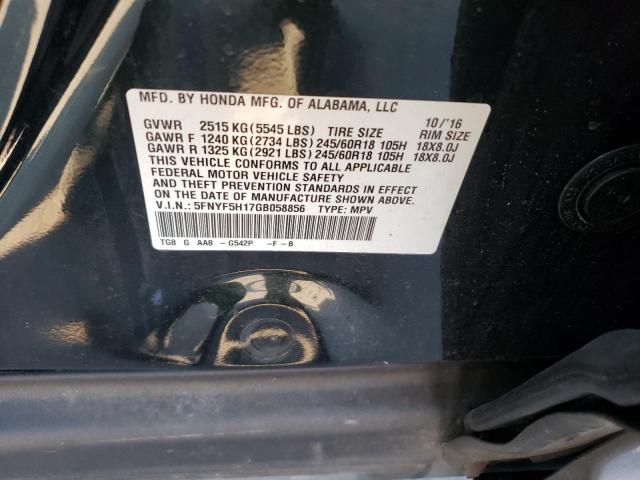 5FNYF5H17GB058856 Honda PILOT LX
