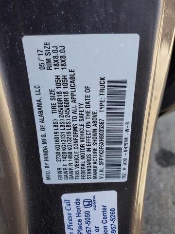 5FPYK3F6XHB035367 Honda Ridgeline Rtl