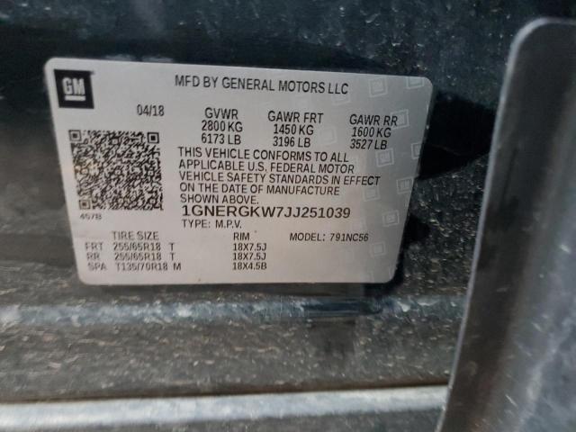 1GNERGKW7JJ251039 Chevrolet Traverse Lt
