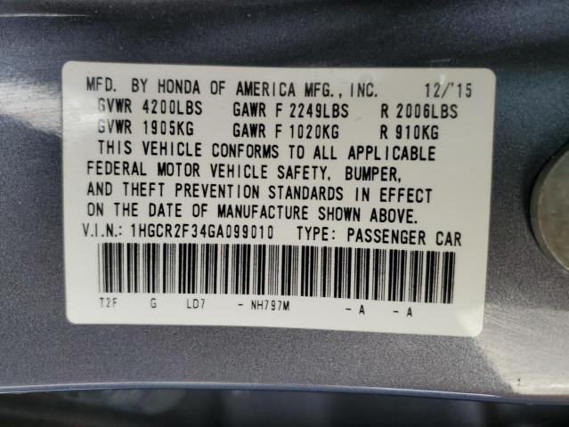 1HGCR2F34GA099010 Honda ACCORD LX