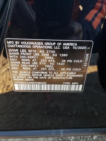 1V2FR2CA2MC538430 Volkswagen Atlas Sel Premium R-line