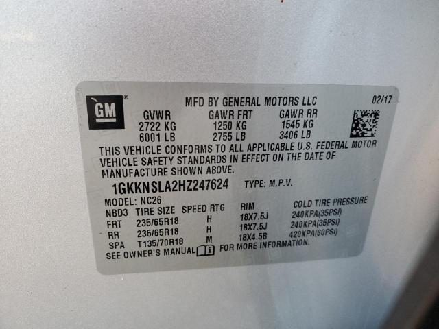 1GKKNSLA2HZ247624 GMC ACADIA SLE