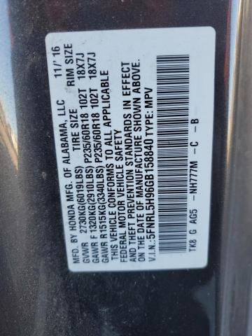 5FNRL5H96GB158840 Honda Odyssey Touring