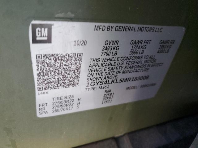 1GYS4LKL5MR183008 Cadillac Escalade Esv Premium Luxury