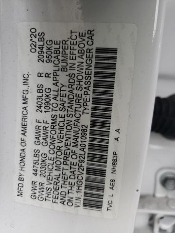 1HGCV2F92LA010982 Honda Accord Touring