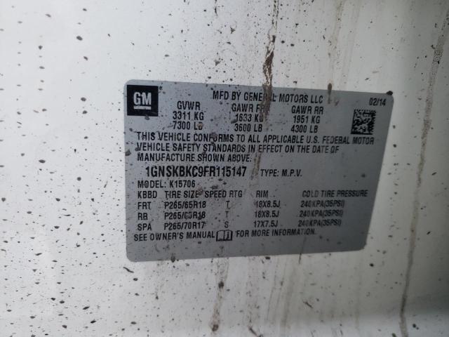 1GNSKBKC9FR115147 Chevrolet Tahoe K1500 Lt