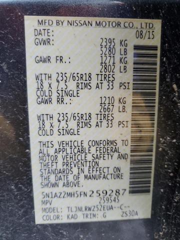 5N1AZ2MH5FN259287 Nissan MURANO S