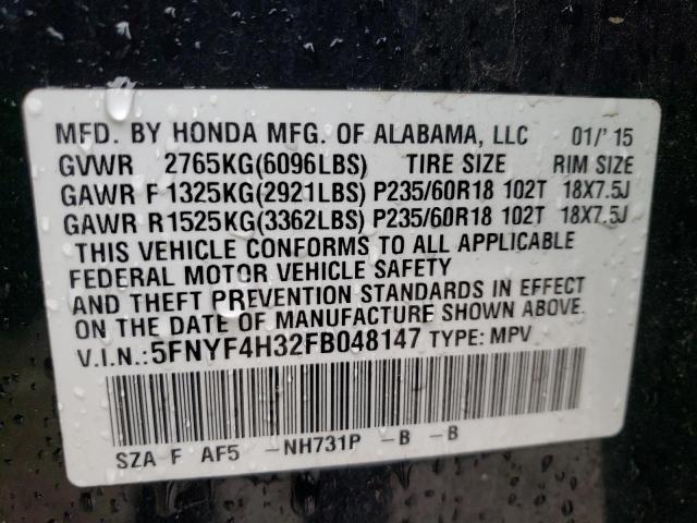 5FNYF4H32FB048147 Honda PILOT SE