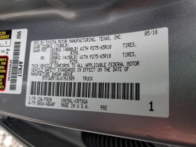 5TFUW5F18JX761509 Toyota Tundra Double Cab Sr/sr5