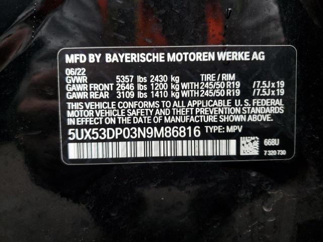 5UX53DP03N9M86816 BMW X3 Xdrive30i