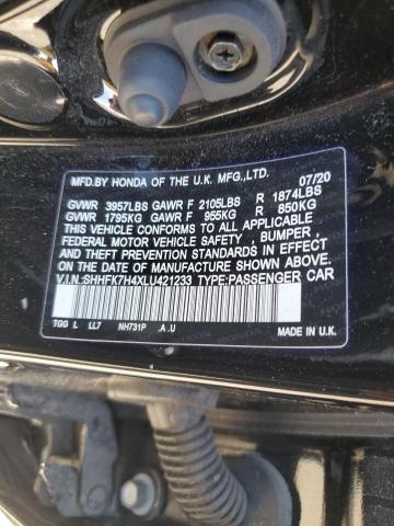 SHHFK7H4XLU421233 Honda Civic Sport