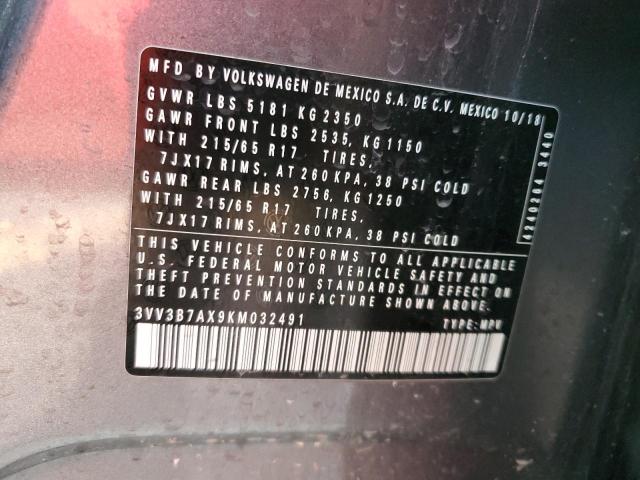 3VV3B7AX9KM032491 Volkswagen TIGUAN SE