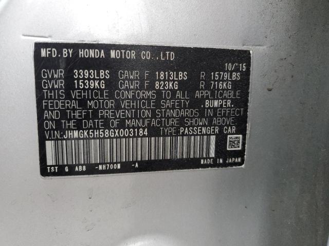 JHMGK5H58GX003184 Honda FIT LX