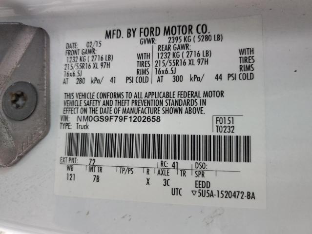 NM0GS9F79F1202658 Ford Transit Connect Xlt