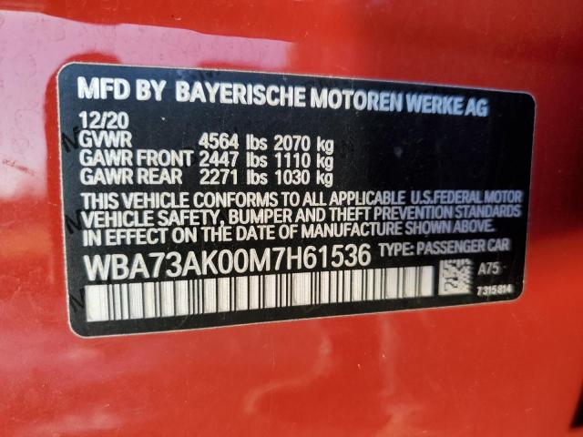 WBA73AK00M7H61536 BMW 228XI