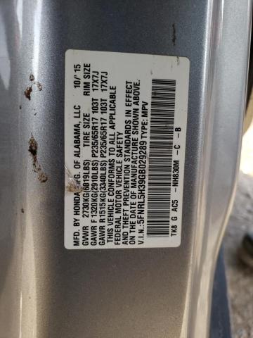 5FNRL5H39GB029289 Honda ODYSSEY SE