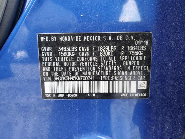 3HGGK5H45KM700241 Honda FIT LX