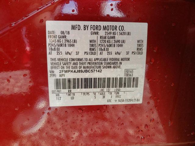 2FMPK4J89JBC57142 Ford EDGE SEL