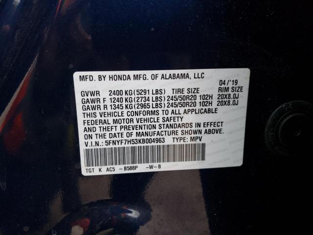 5FNYF7H53KB004963 Honda Passport Exl