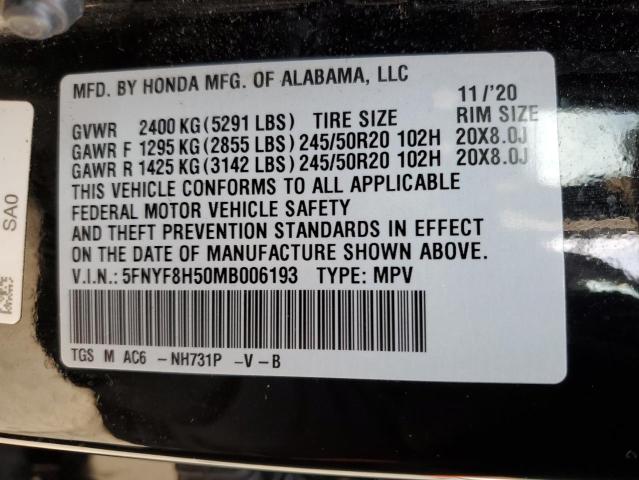 5FNYF8H50MB006193 Honda Passport Exl