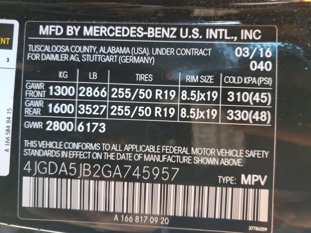 4JGDA5JB2GA745957 Mercedes-Benz GLE 350