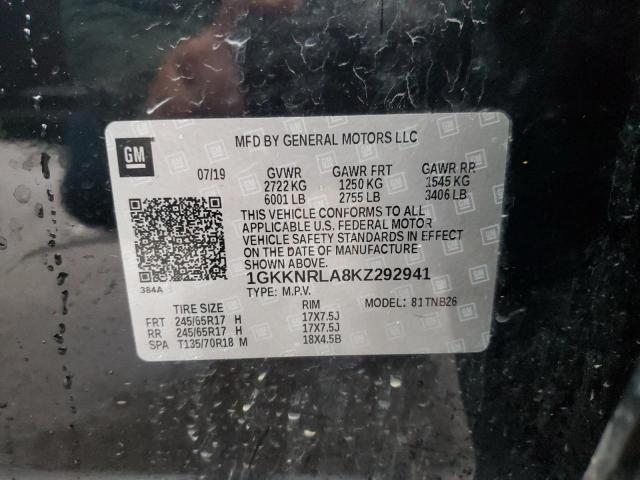 1GKKNRLA8KZ292941 GMC ACADIA SLE