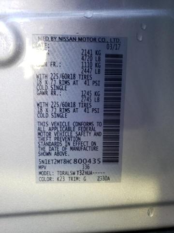 5N1ET2MT8HC800435 Nissan Rogue Sv Hybrid