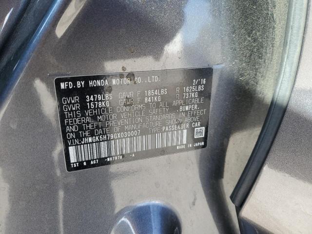 JHMGK5H79GX030007 Honda FIT EX