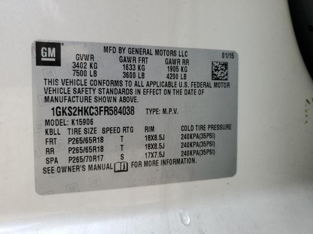 1GKS2HKC3FR584038 GMC Yukon Xl K1500 Slt