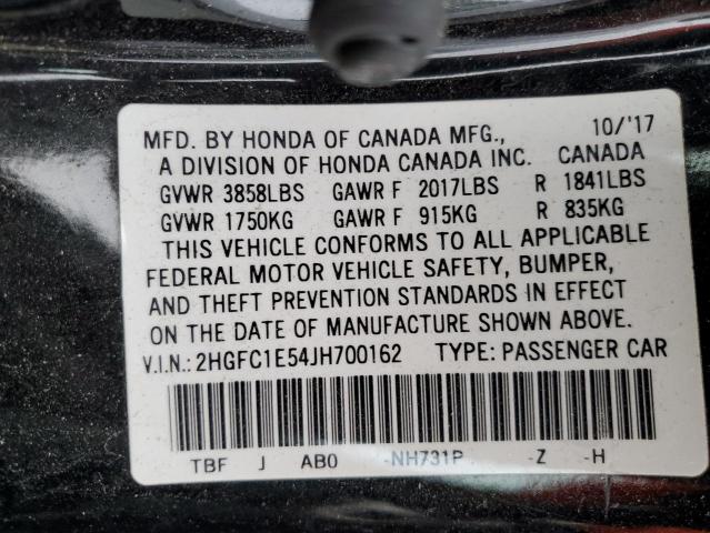 2HGFC1E54JH700162 Honda CIVIC SI
