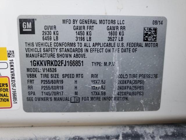 1GKKVRKD2FJ166851 GMC Acadia Slt-1