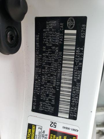 4T1B11HK6KU725336 Toyota CAMRY L