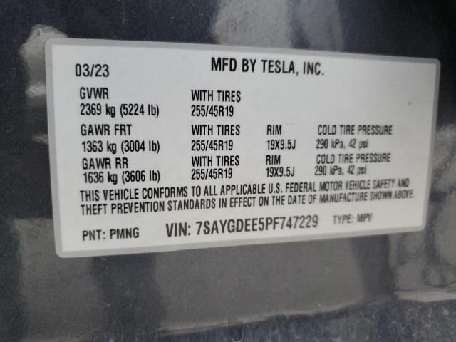 7SAYGDEE5PF747229 Tesla Model Y