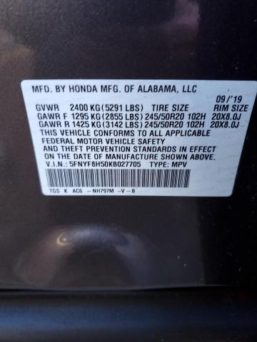 5FNYF8H50KB027705 Honda Passport Exl