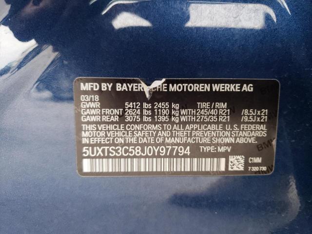 5UXTS3C58J0Y97794 BMW X3 Xdrivem40i