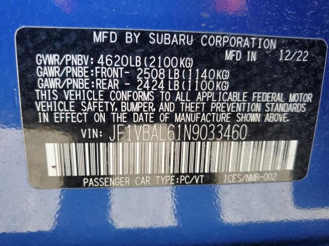 JF1VBAL61N9033460 Subaru Wrx Limited