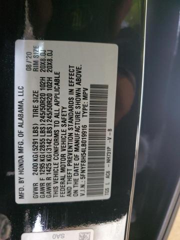 5FNYF8H54LB019916 Honda Passport Exl