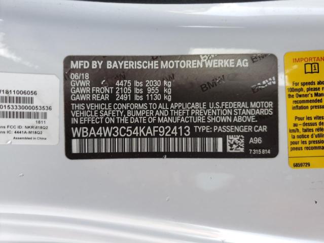 WBA4W3C54KAF92413 BMW 430I