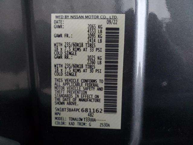 5N1BT3BA4PC681162 Nissan ROGUE SV