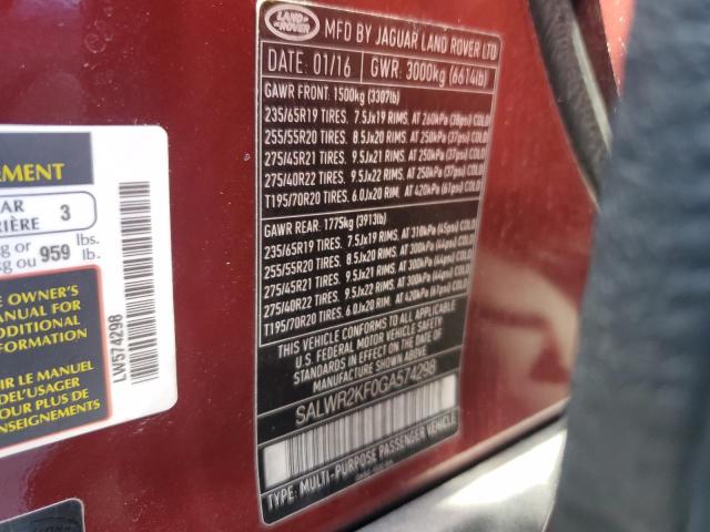 SALWR2KF0GA574298 Land Rover Range Rover Sport Hse