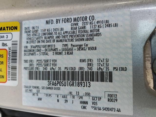 3FA6P0SU1GR189313 Ford Fusion Titanium Phev