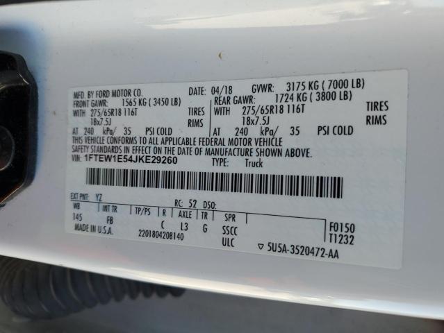 1FTEW1E54JKE29260 Ford F150 Supercrew