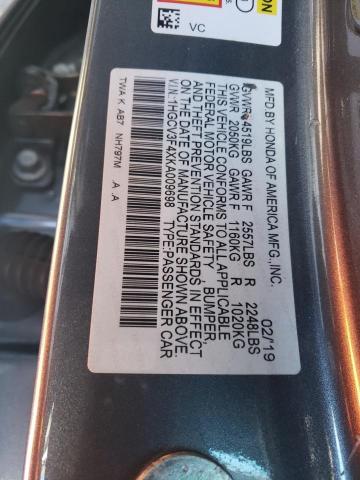 1HGCV3F4XKA009698 Honda Accord Hybrid Ex