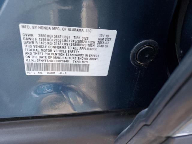 5FNYF6H03LB026946 Honda Pilot Elite