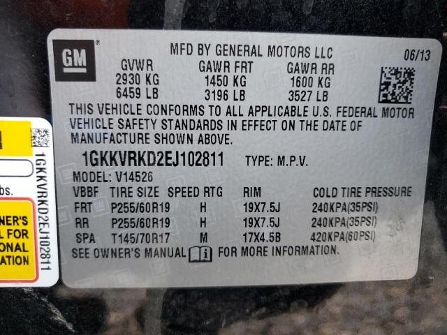 1GKKVRKD2EJ102811 GMC Acadia Slt-1