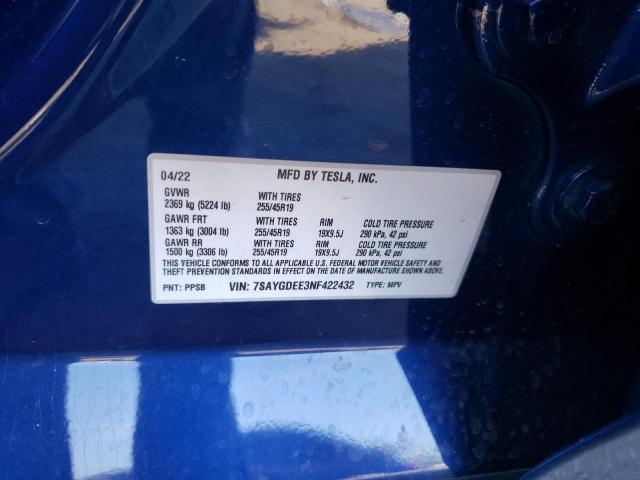7SAYGDEE3NF422432 Tesla Model Y