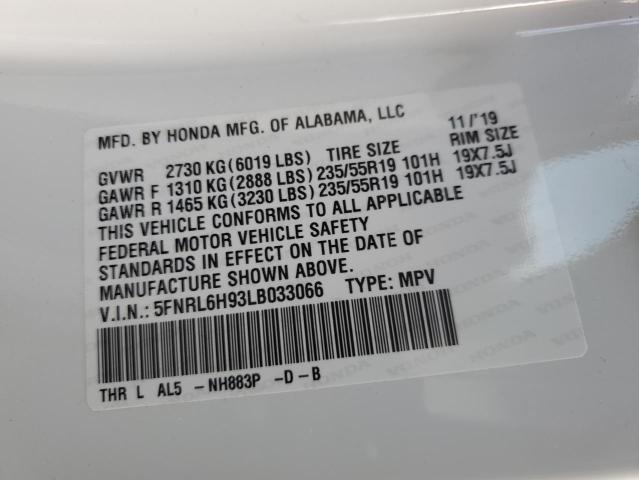 5FNRL6H93LB033066 Honda Odyssey Elite